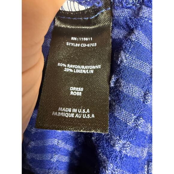 Amadi by Anthropologie Blue Tiered Ruffle Dress Small | Made in USA - Picture 6 of 6